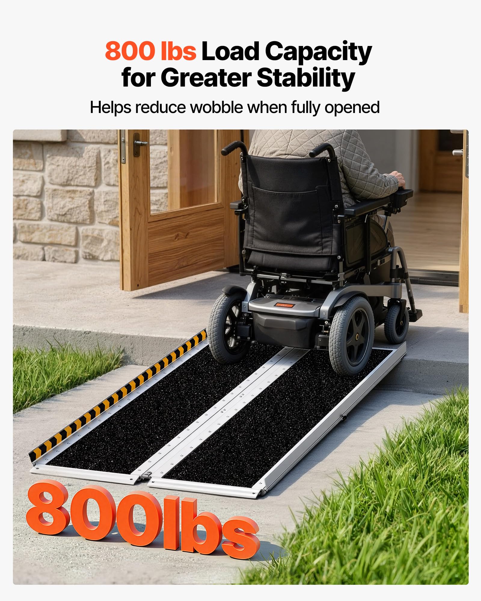 VEVOR Rampa para Silla de Ruedas Plegable de Aluminio 1520 x 745 mm, Rampa de Umbral Antideslizante con Capacidad de Carga 362,9 kg para Puertas, Entradas, Escaleras, Andadores, Scooters y Uso Diario