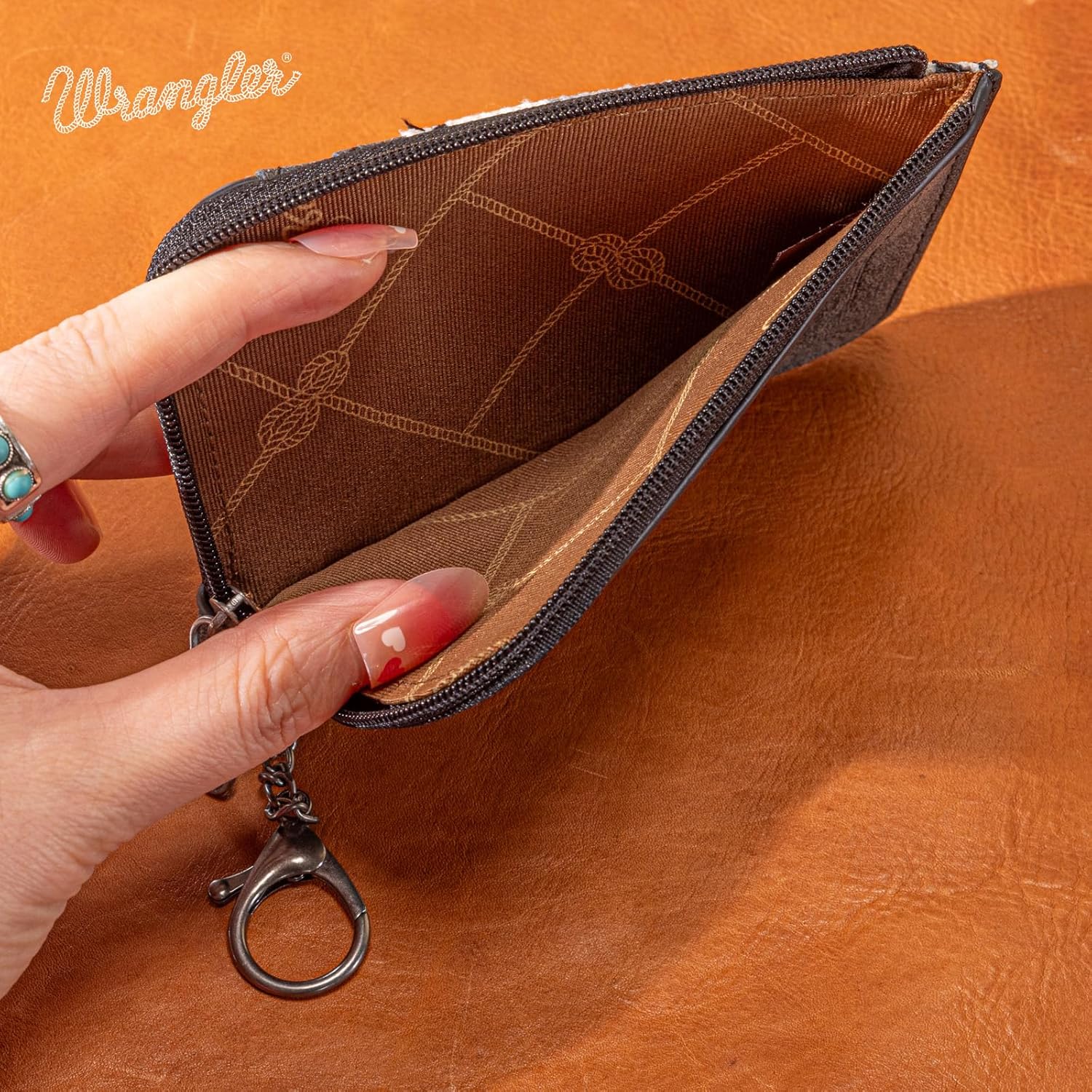 Montana West Wrangler Card Wallet for Women Vintage Aztec Western Credit Card Holder for Women Credit Card Wallet with Zipper Pocket WG2213-W005BK - Image 6