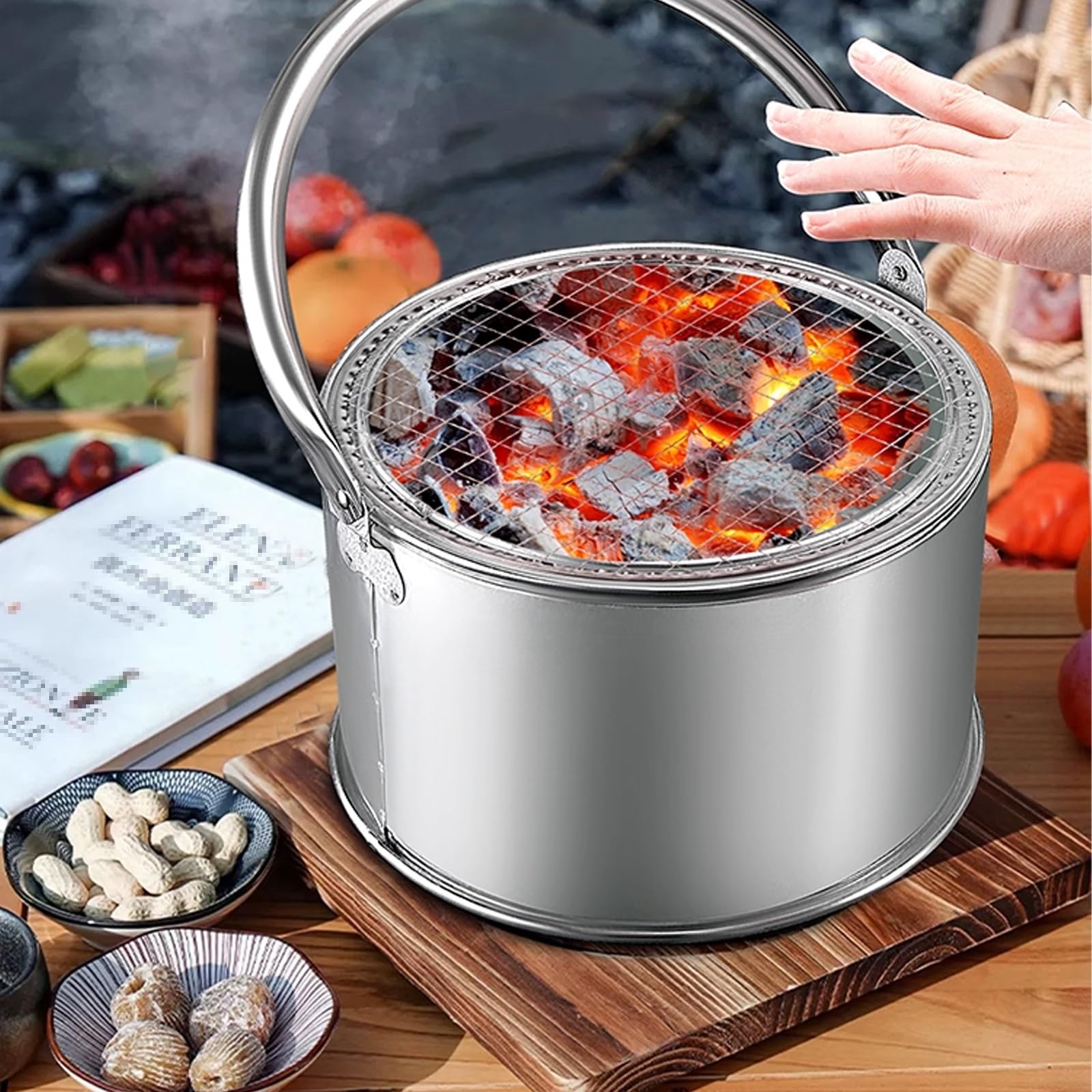 Fornello da Esterno Include Griglia e Maniglia Dotato di Fori di Ventilazione Cucine da Campeggio Tendas Adatto per Campeggio e Uso Esterno(23.5 * 16.5cm)