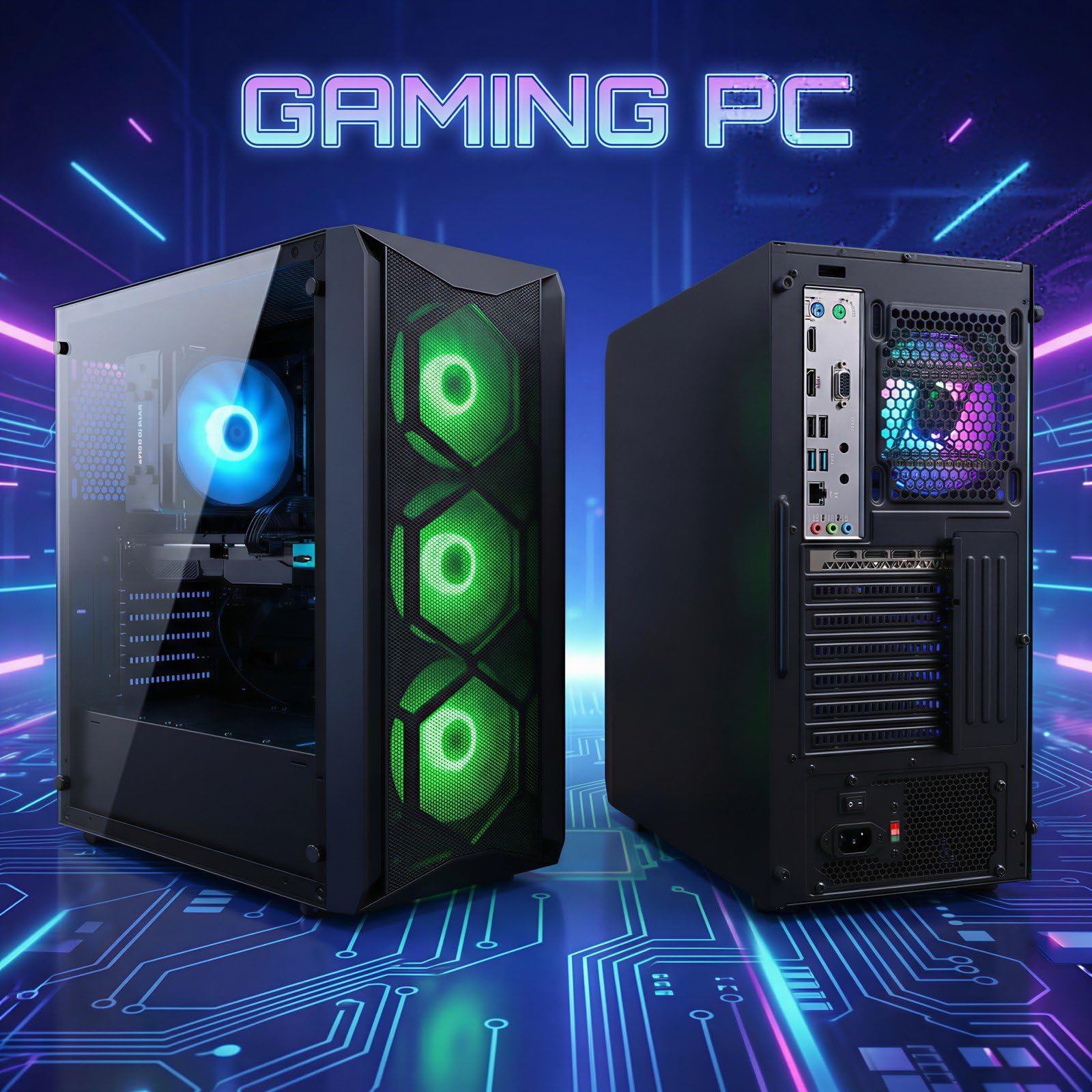 STGsivir Gaming PC, Core i7, RTX 3050 6G, 16G RAM, 512G SSD | Gaming Computer für Streaming,Videobearbeitung,Hausaufgaben, bis zu 3.9 GHz, WLAN 6, BT 5.0, 4K,HDMI,DP, Win11 Pro, ARGB