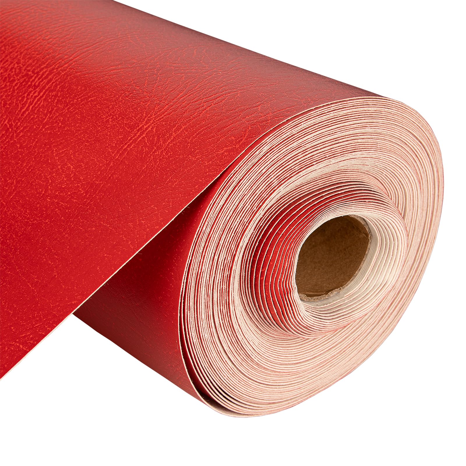 Discount Fabrics PVC Leatherette Fabric – 1 Metre Textured Faux Leather Vinyl (140cm Wide, 600GSM) – Waterproof Material for Upholstery, Sewing, Chairs & Boats (Flame Red,10 Metre)