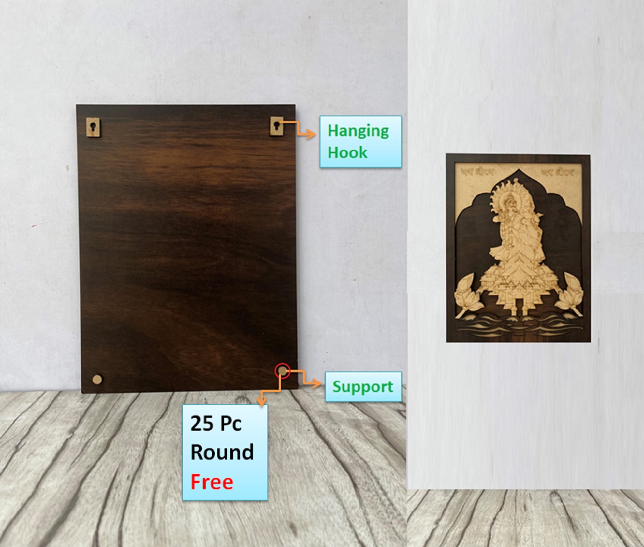 25 Pcs MDF Base Hooks for Hanging Art Boards - Self-Adhesive Wooden Photo Frame Hangers - Heavy Duty Mounting Hooks for Mandala, Resin & Decoupage Art - 5.5mm Thick DIY Wall Mounts — Amazon image 2
