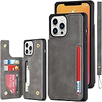 Vista 22 de iCoverCase Funda tipo cartera compatible con iPhone 13 Pro con tarjetero y correa para la muñeca, ranuras para tarjetas de piel sintética, función
