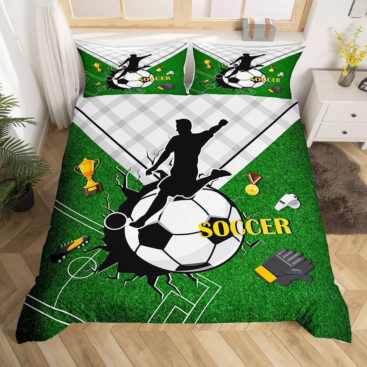 Regalo Appassionati Calcio Bambini E Adulti - Flanella Morbida Con Design Pallone Da Calcio 916624