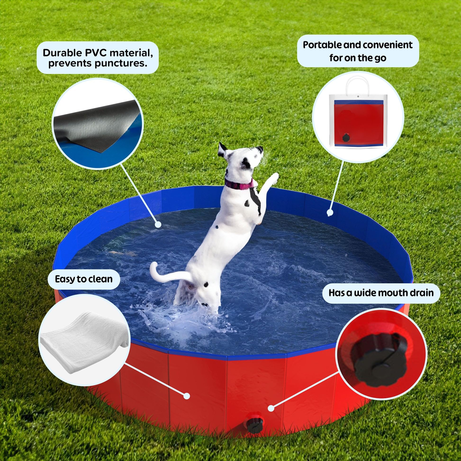 Piscina plegable para perros y mascotas, piscina plegable para perros, piscina para niños, piscina para perros, perros pequeños, medianos y grandes, gatos y niños