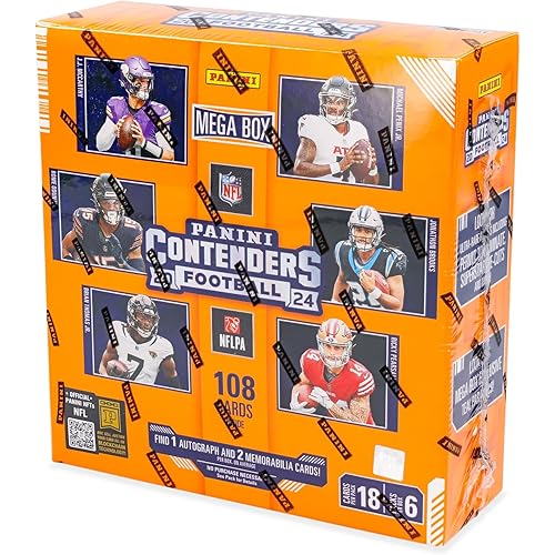 2024–25 Panini Contenders NFL Football Mega Box – Official Trading Cards – Rookie Ticket Autographs, Parallels & Inserts – Sealed Retail Box
