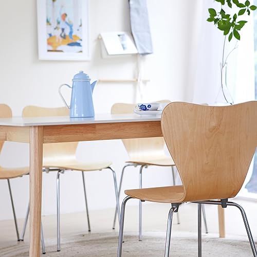 Miniatura 4 de Livinia No.7 - Juego de 2 sillas de comedor de madera modernas de mediados de siglo, contemporáneas, apilables, de madera curvada, para interior de