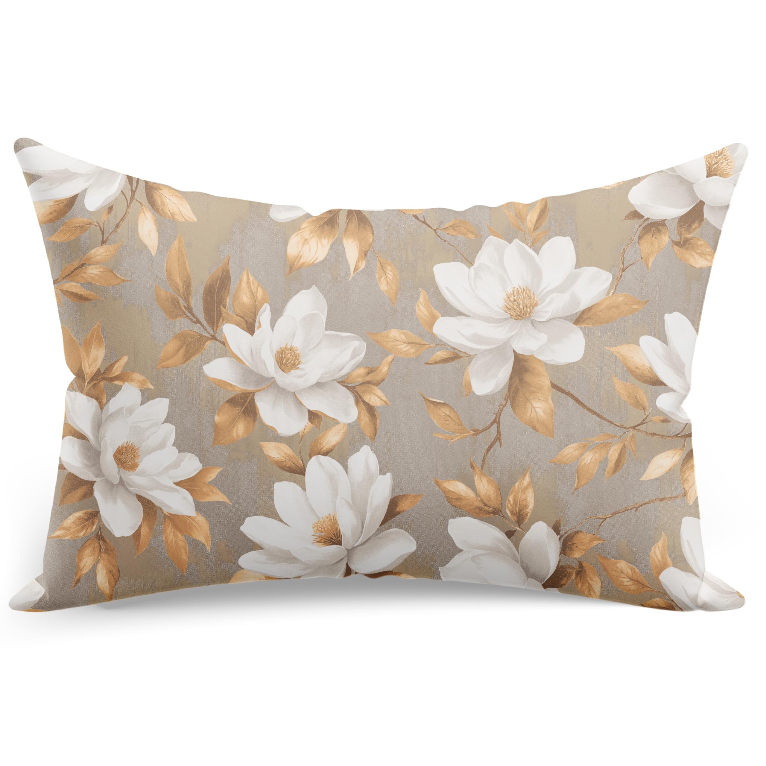PinkZebra Kopfkissenbezug, Kissenbezug 30 x 50 cm aus 100% Baumwolle, Kissenhülle, Öko-tex Standard 100, Bezüge mit Reißverschluss, Magnolien