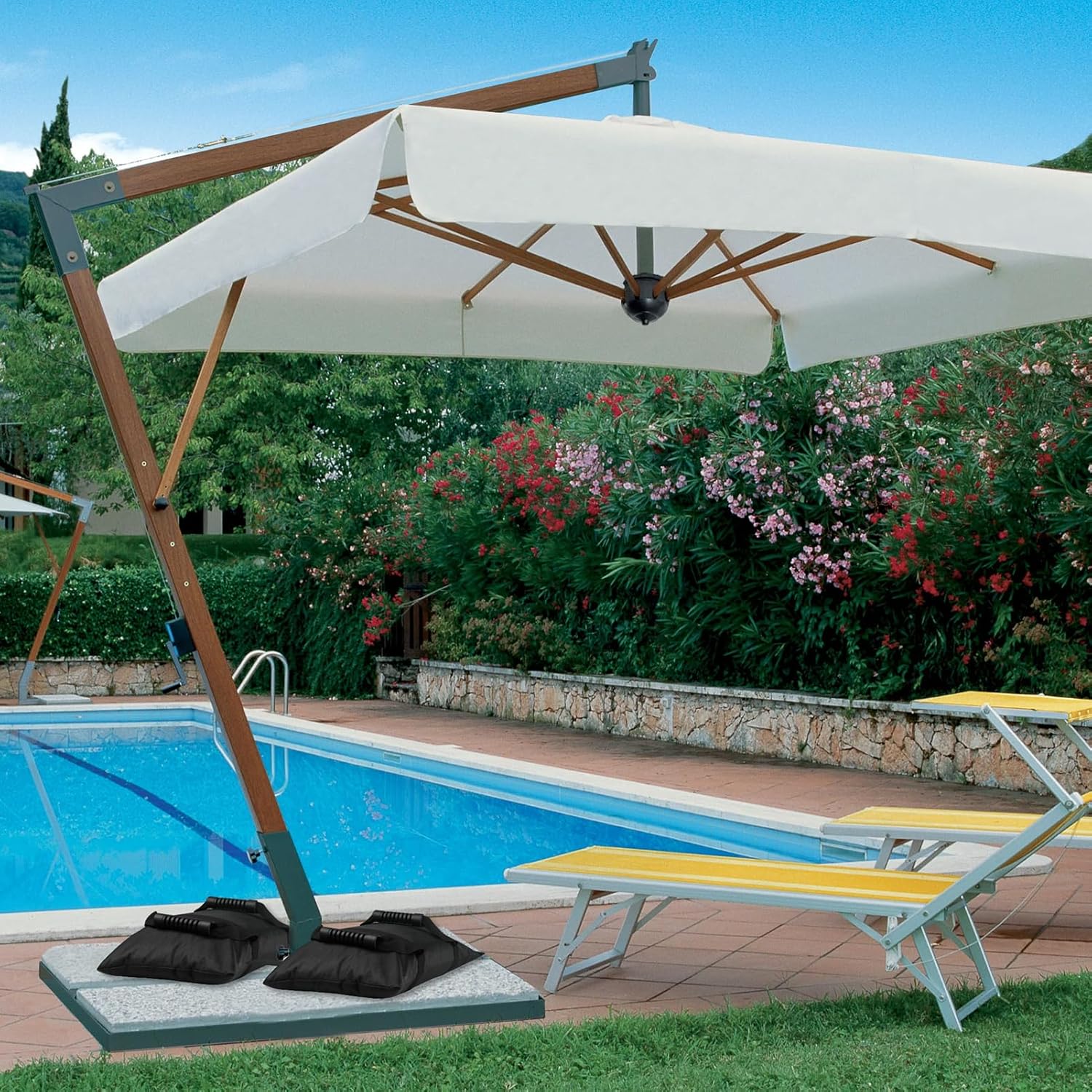 130LBS Extra Large Umbrella Base Weight Set of 2, Patio Fillable Sand Bags for Weight, Heavy-Duty Furniture Outdoor Weights for Umbrella Stand Patio Garden Backyard, Black(Without Sand)