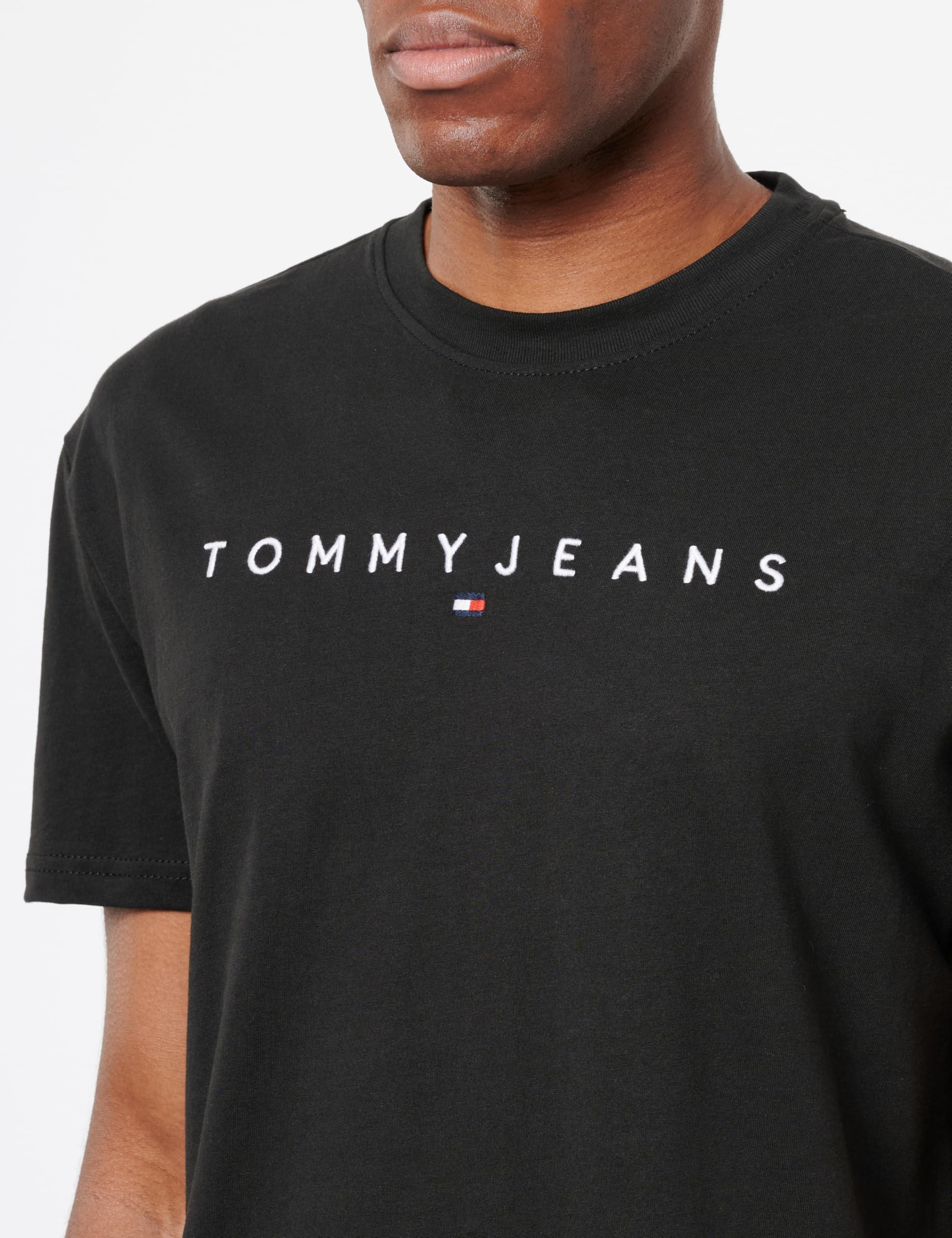 Tommy Jeans Męska koszulka TJM REG Linear Logo TEE EXT DM0DM20744 S/S T-Shirt, czarna (czarny), M, czarny (czarny), M