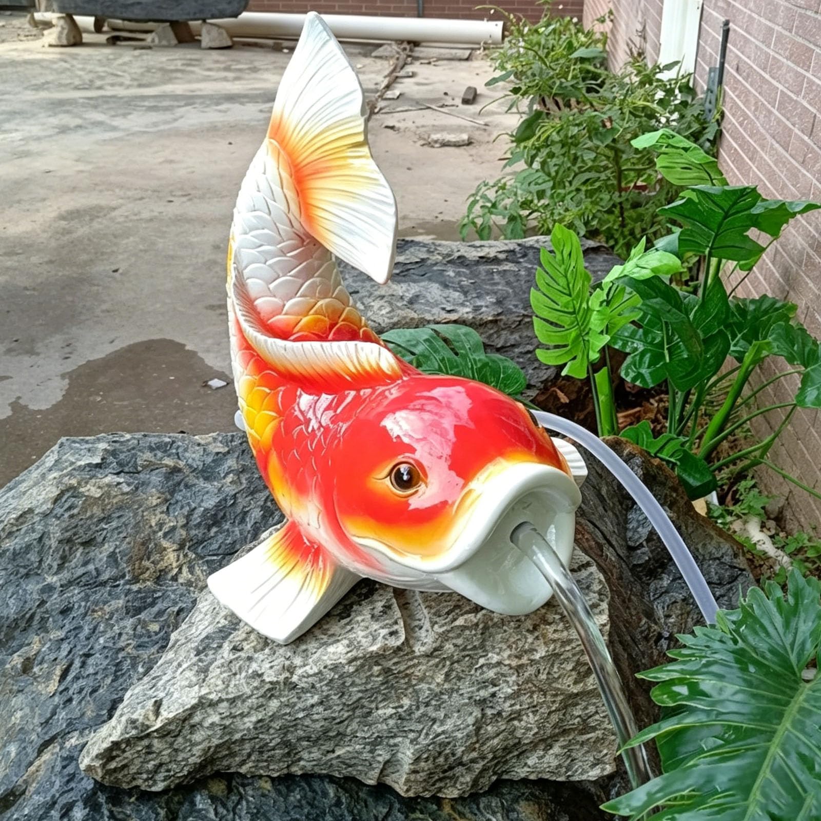 Zampilli D'Acqua per Piccoli Laghetti Statua Carpa Koi In Resina Con Getto D'Acqua Con Pompa Dell'Acqua Fontana Giardino per Laghetto Patio Cortile Acquario Without base