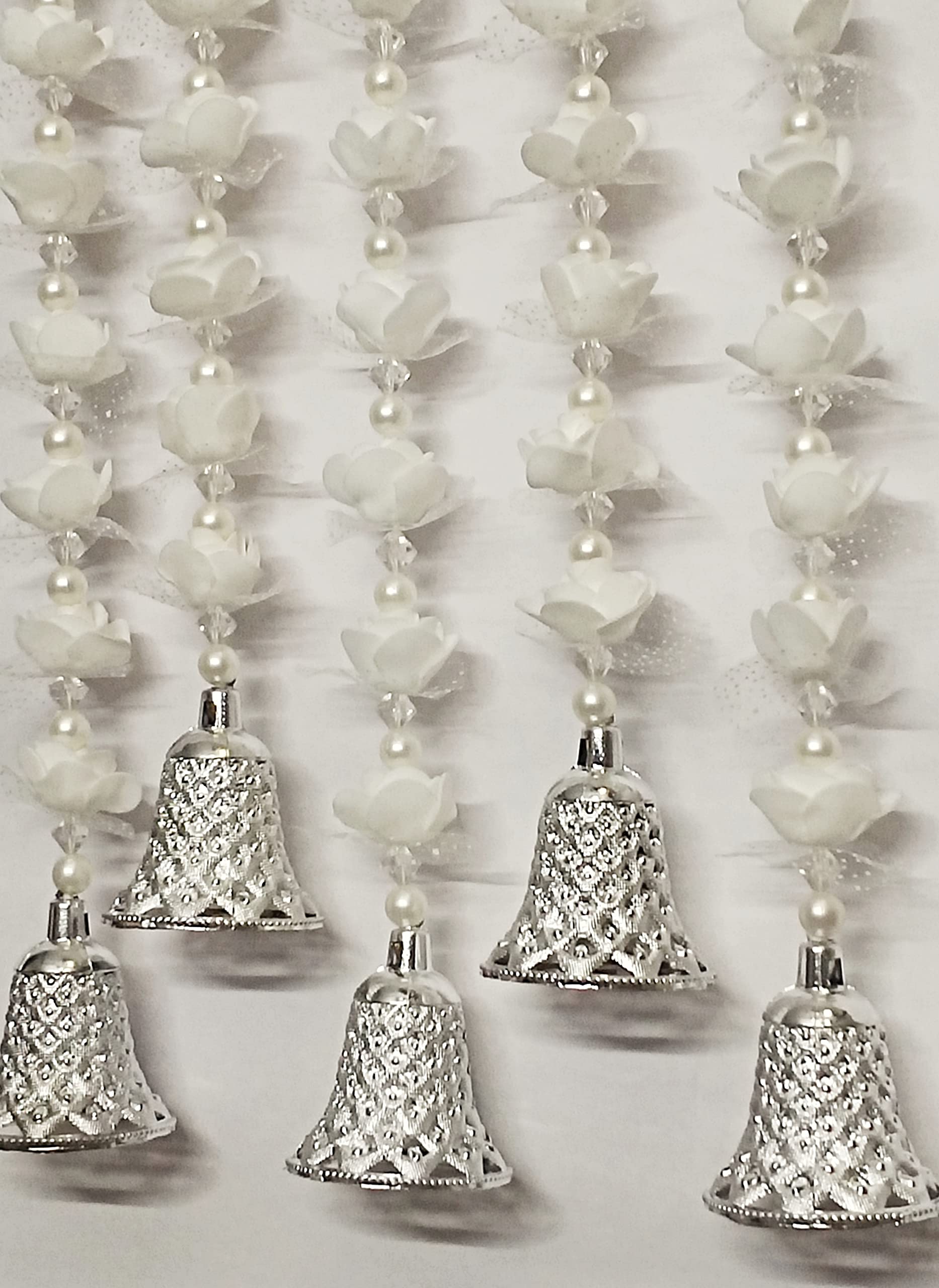 MEHRANSH® -Pack of 5- Artificial Foam Flower Strings with Bells + Free 2 Mini Diyas | 2.5 Feet/30 Inches Long Each | Perfect for Theme Decorations, Home Décor, Diwali, Festival Décor (White) (B0BCKQN81K) Amazon Price History, Amazon Price Tracker