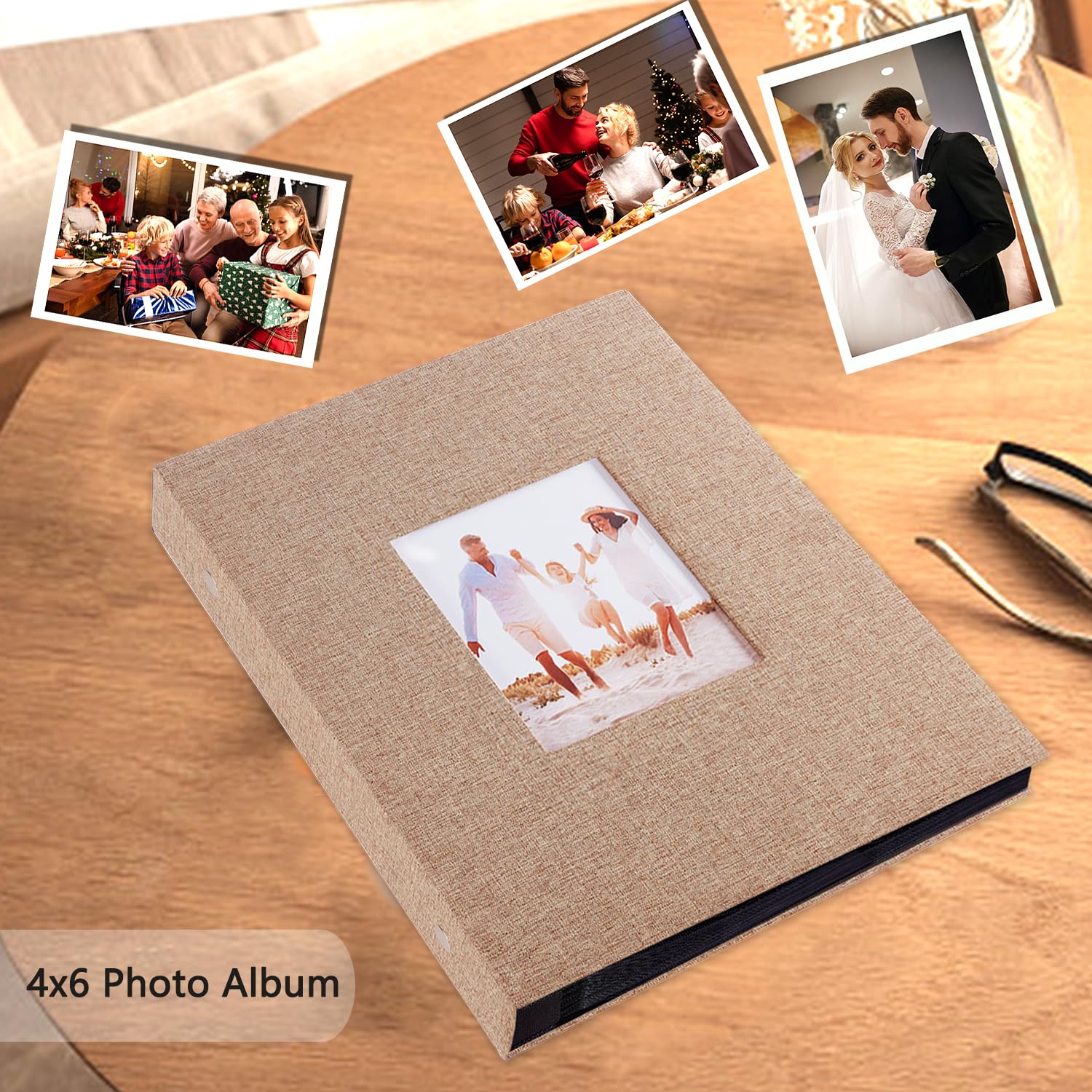 Miaikoe Photo Album 6x4 400 Pockets Slip in Large Capacity Album for Family Wedding Anniversary Linen Album Book Holds 400 Vertical 10x15cm Photos(400 Pockets - Image 3