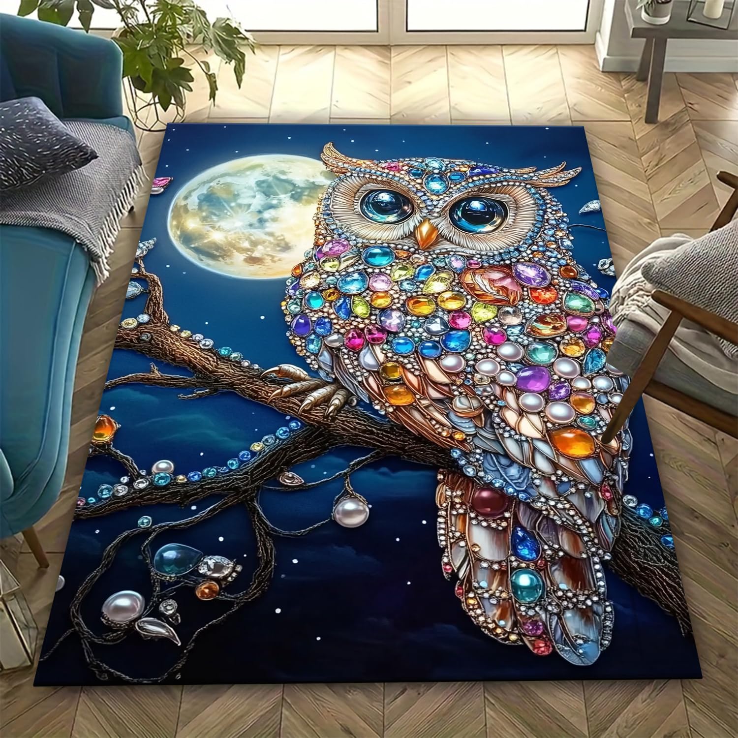 Tapis d'intérieur anti-fatigue hibou 3D pour réveiller la déco du salon