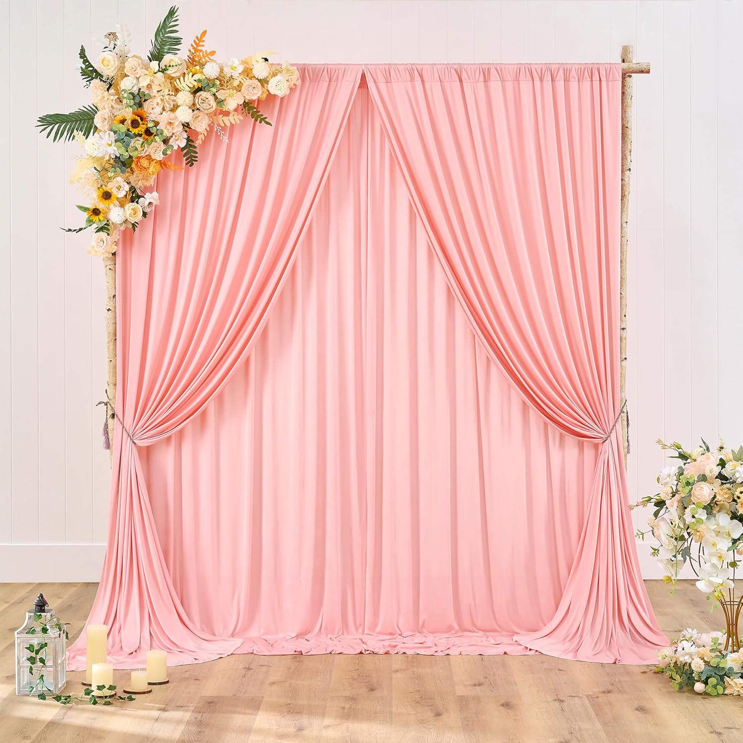 10 ft x 10 ft Wrinkle Free Blush Pink Backdrop Curtain for Parties, Wedding Photo Backdrop Drapes, Fabric 2 Panels 5ft x 10ft for Baby Shower Photoshoot Engagement Birthday Photography Background 5'(W) x 10'(H), 2 panels Blush Pink