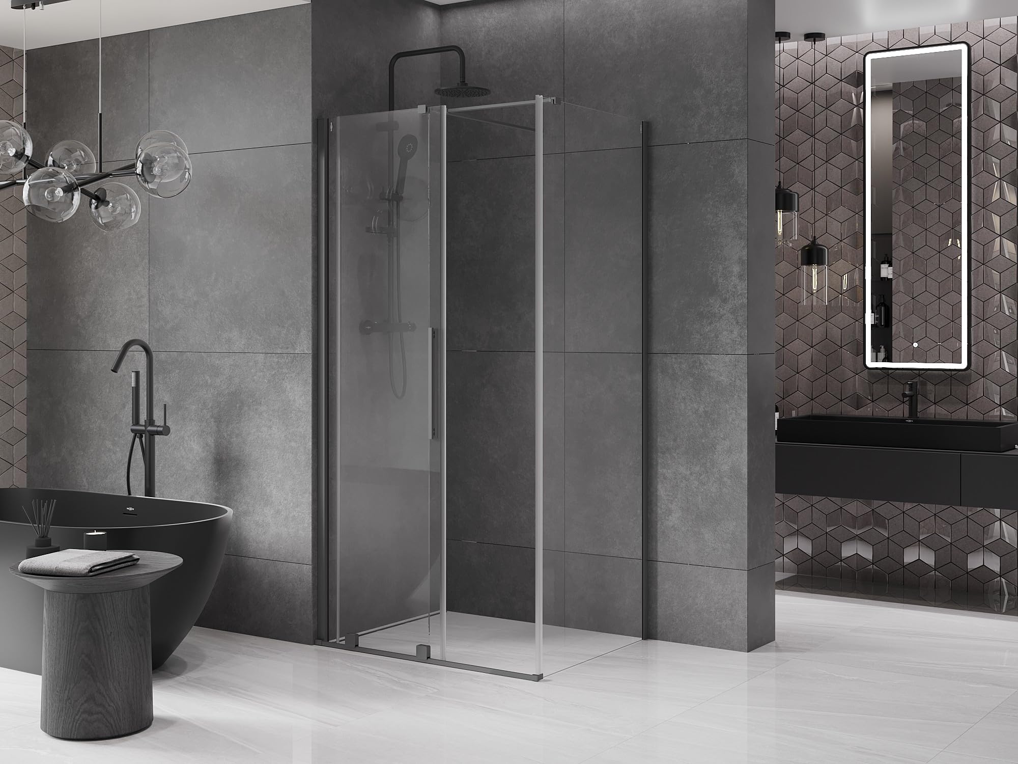 Mexen - Velar Kabina Prysznicowa Rozsuwana 90 X 75 Cm, Transparent, Gun Metal