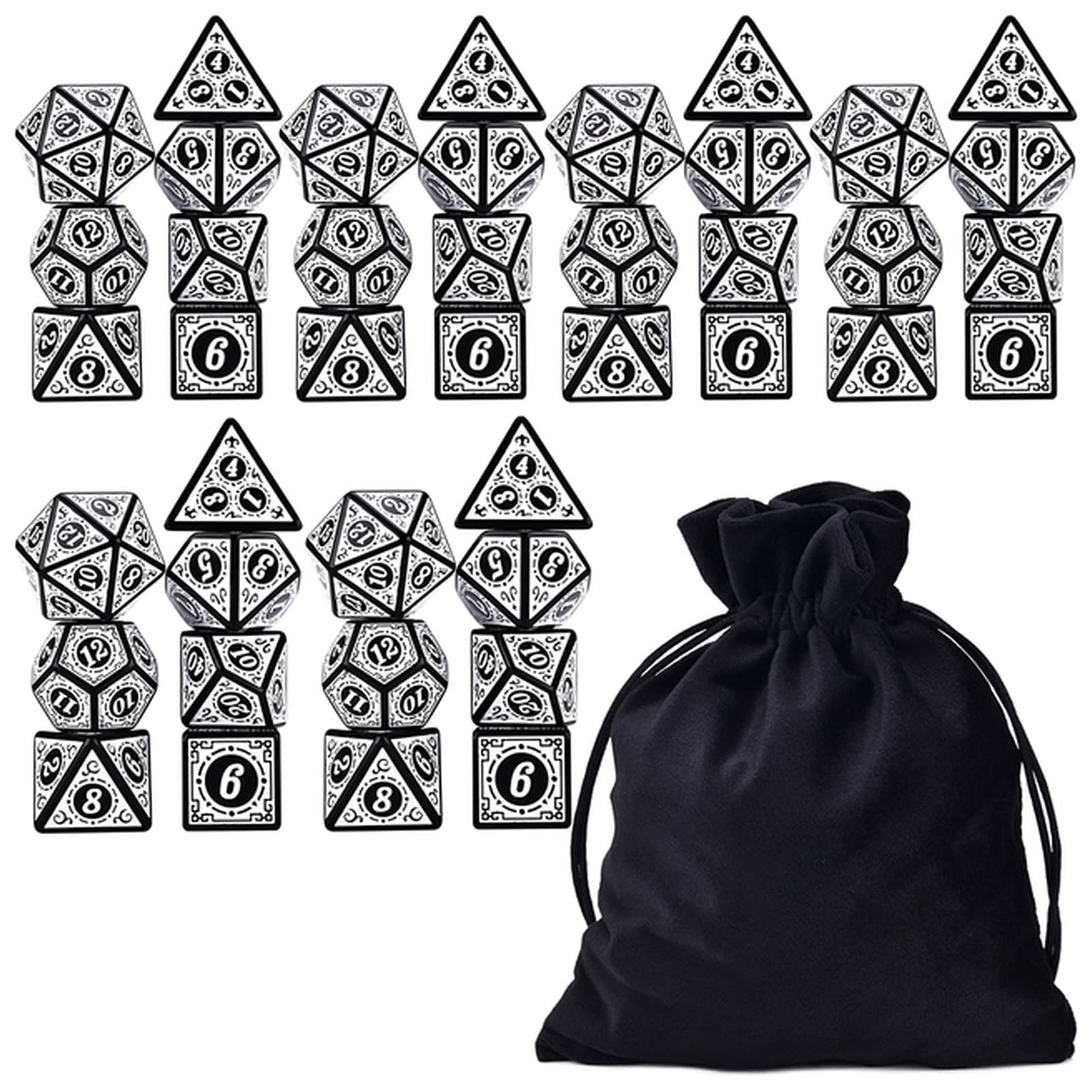 Dados 6 Sets Polyhedral 7-Die Rune Dice D4-D20 con Bolsa for DND RPG Juegos de Aventura de Guerra Dado Gigante (Size : E)