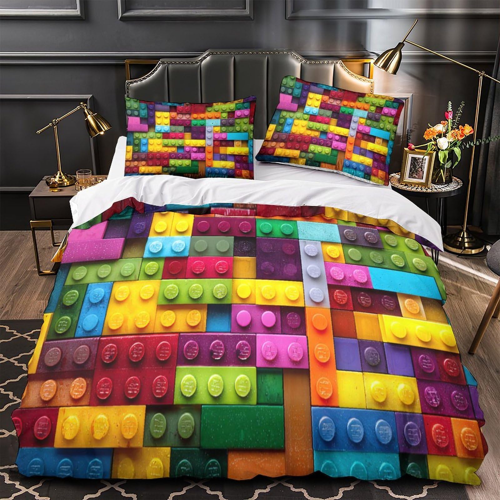 Housse de couette 3D facile à laver lit ado drap microfibre 260x220