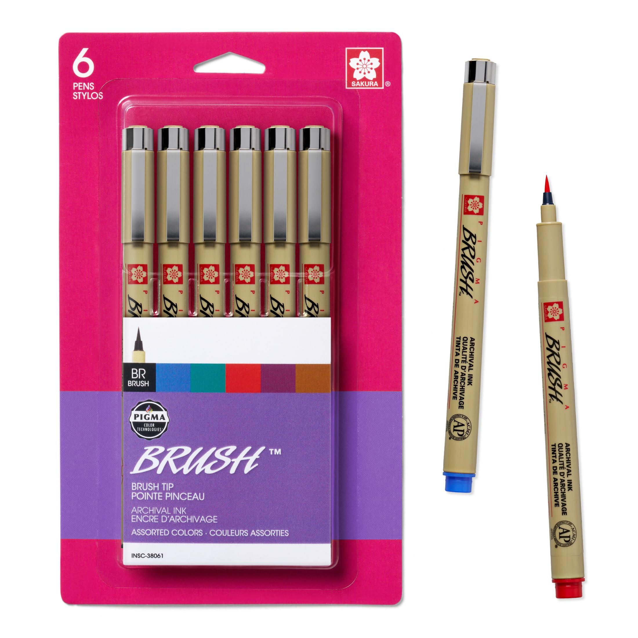 Amazon.com: SAKURA Archival Brush Pens, 6 Set, Colors may vary