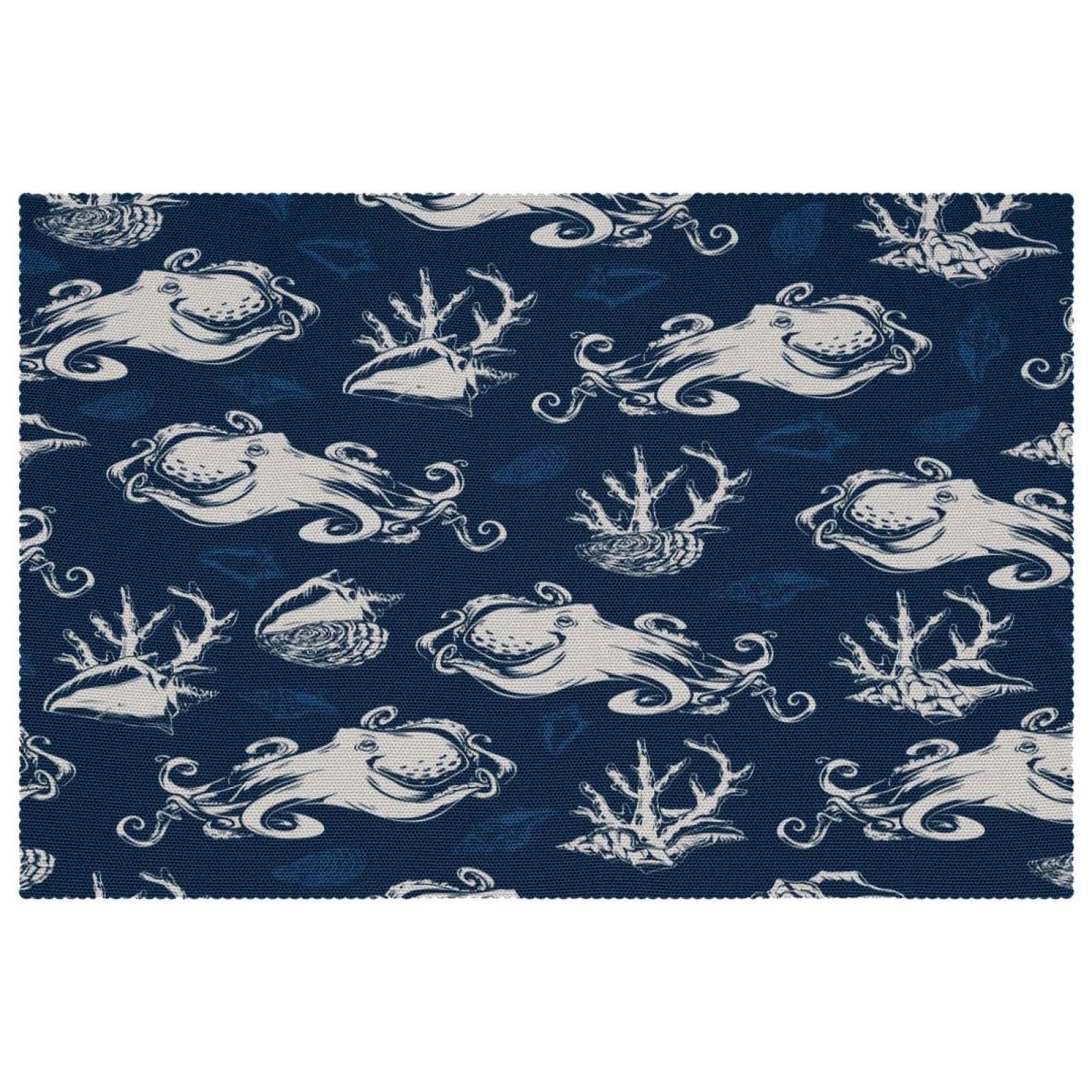 Set de table en tissu résistant à la chaleur lot de 4 Oxford lavable facile à nettoyer pieuvre