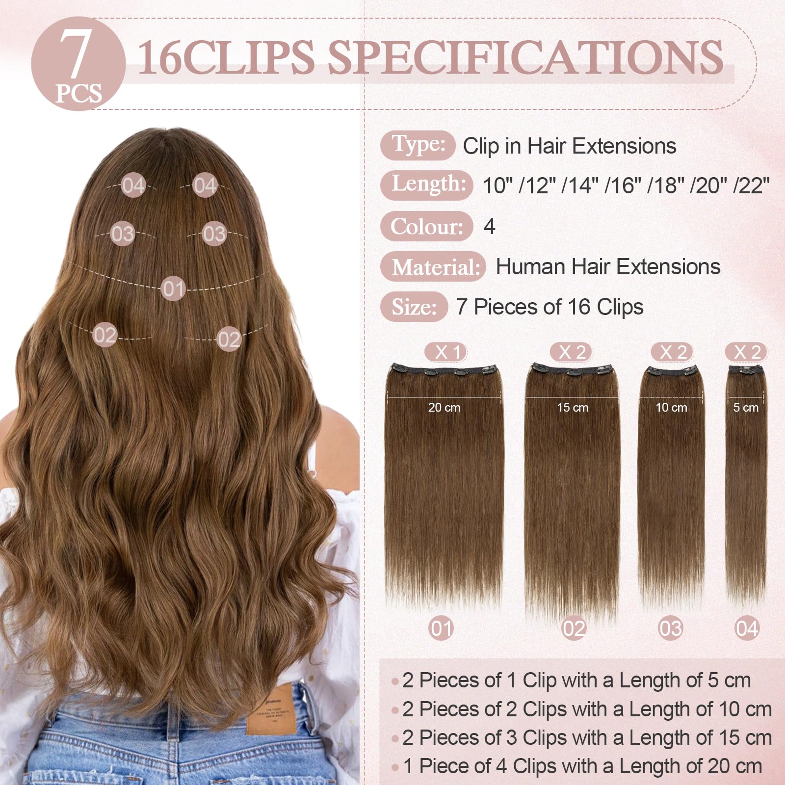 SEGOHAIR Clip in Hair Extensions Human Hair - Image 2