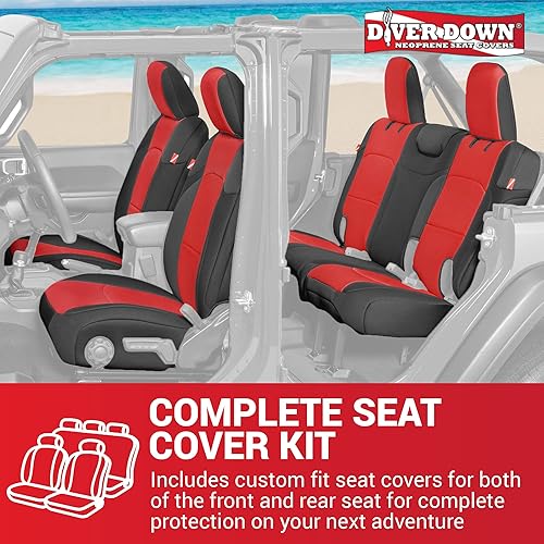 Miniatura 6 de Diver Down Juego de fundas de asiento de neopreno para Jeep JL de 4 puertas Wrangler 2018-2022, juego de asiento delantero y trasero, fundas de