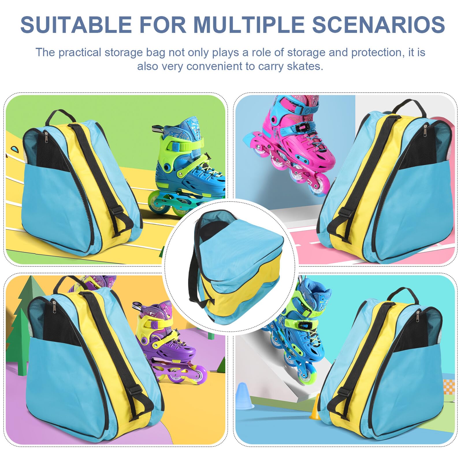 Healifty Bolsa para Patines Cremallera, Mochila de Nylon para Patines