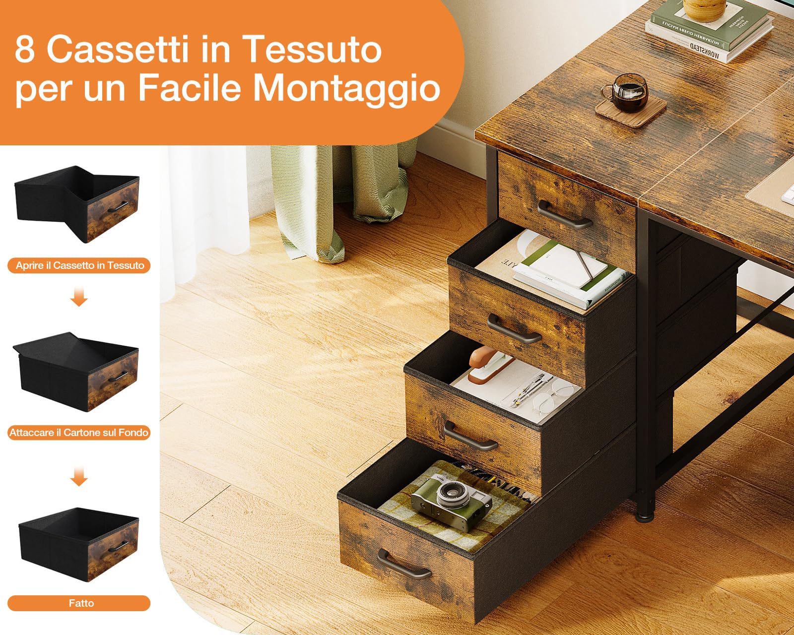 Coleshome Grande Cassettiera Camera da Letto, 13 Cassetti in Tessuto