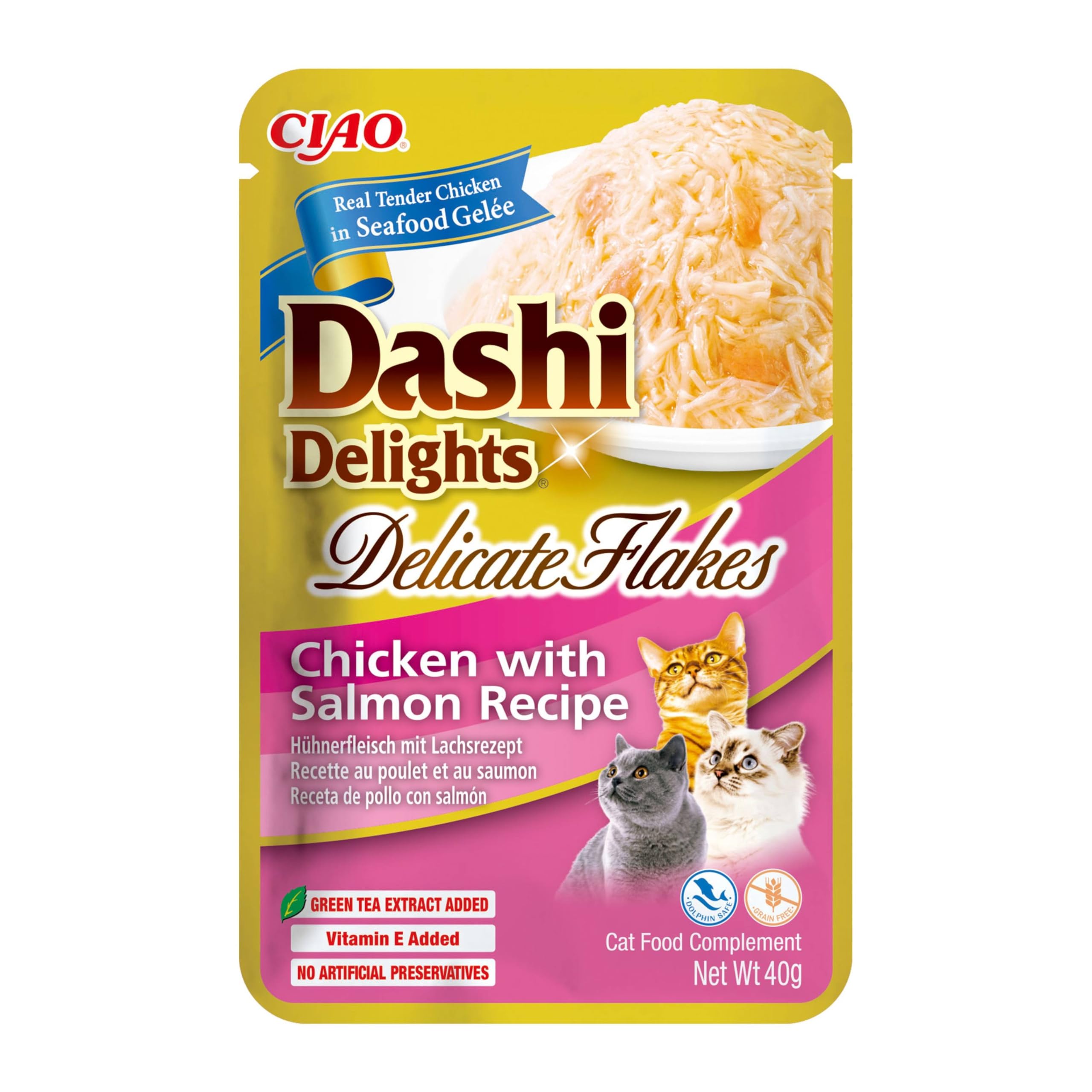 DASHI Delights Cat Delicate Flakes Busta Multipack 12X40G POLLO CON SALMONE