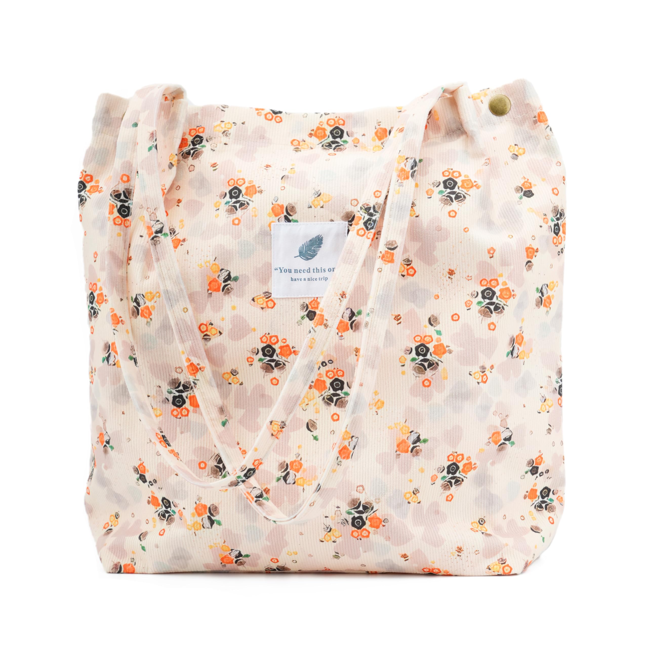TOPASION Cute Corduroy Tote Bag Canvas Shoulder Handbags for Women Travel Shopping