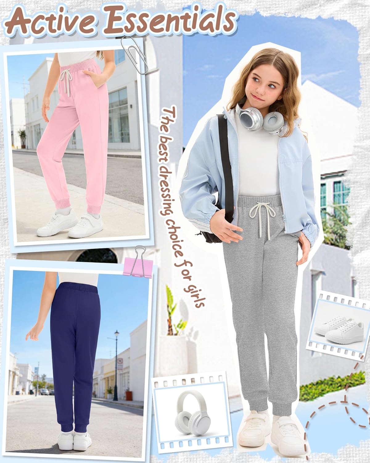 5 Pack Girls Jogger Sweatpants Lounge Drawstring Kids Sweat Pants Casual Lightweight Athletic Pants with Pockets - Image 4