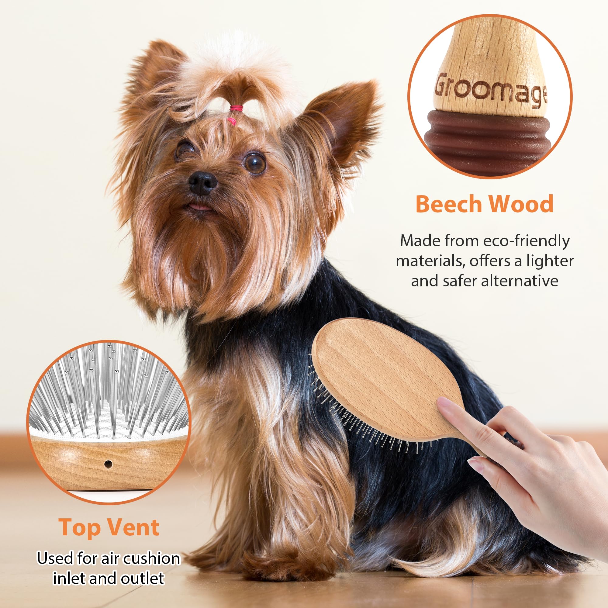 Cepillo Para Perros, De Extra Largo, Aseo Perros Desprendimiento, Ideal Pelo Material Madera Haya, Mango De, 27 Mm