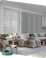 Vista 15 de Yoolax - Persianas de rodillo motorizada inteligente, estilo cebra, para ventanas 80% de sombreado - Blanco