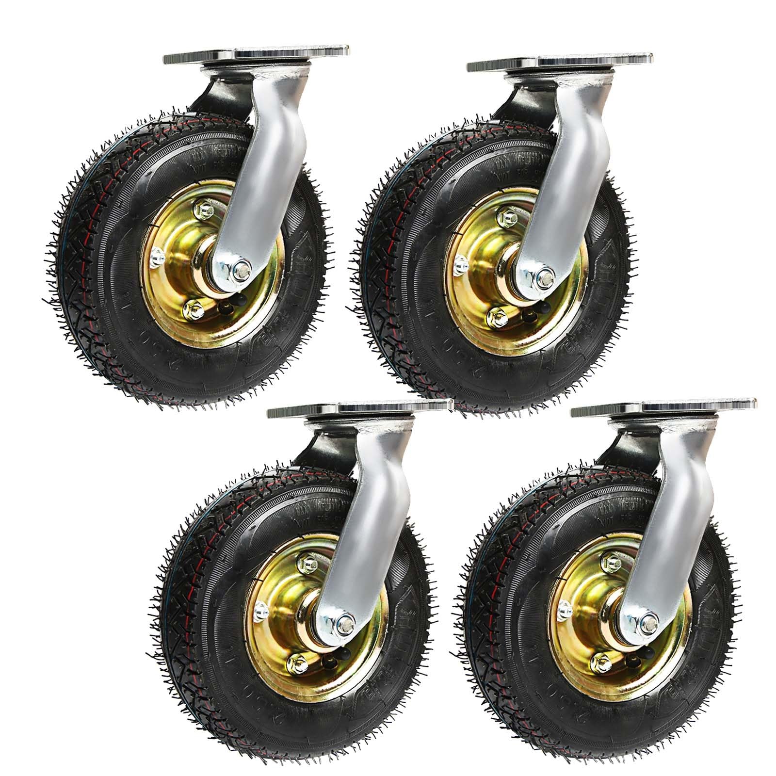 MXXQRHF Set of 4 Heavy Duty Pneumatic Caster Wheels Industrial Swivel Casters with Screws 900 lb Load Capacity Shock Absorbing Transport Wheels for Furniture and Equipment