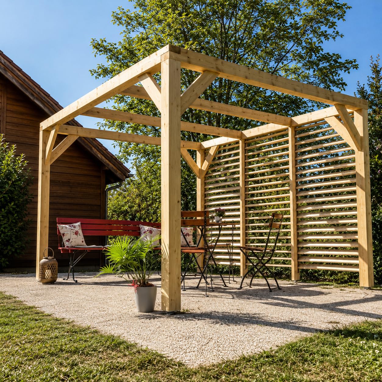 Pergola Bioclimatique 10.57m² Bois Naturel - VT3431V
