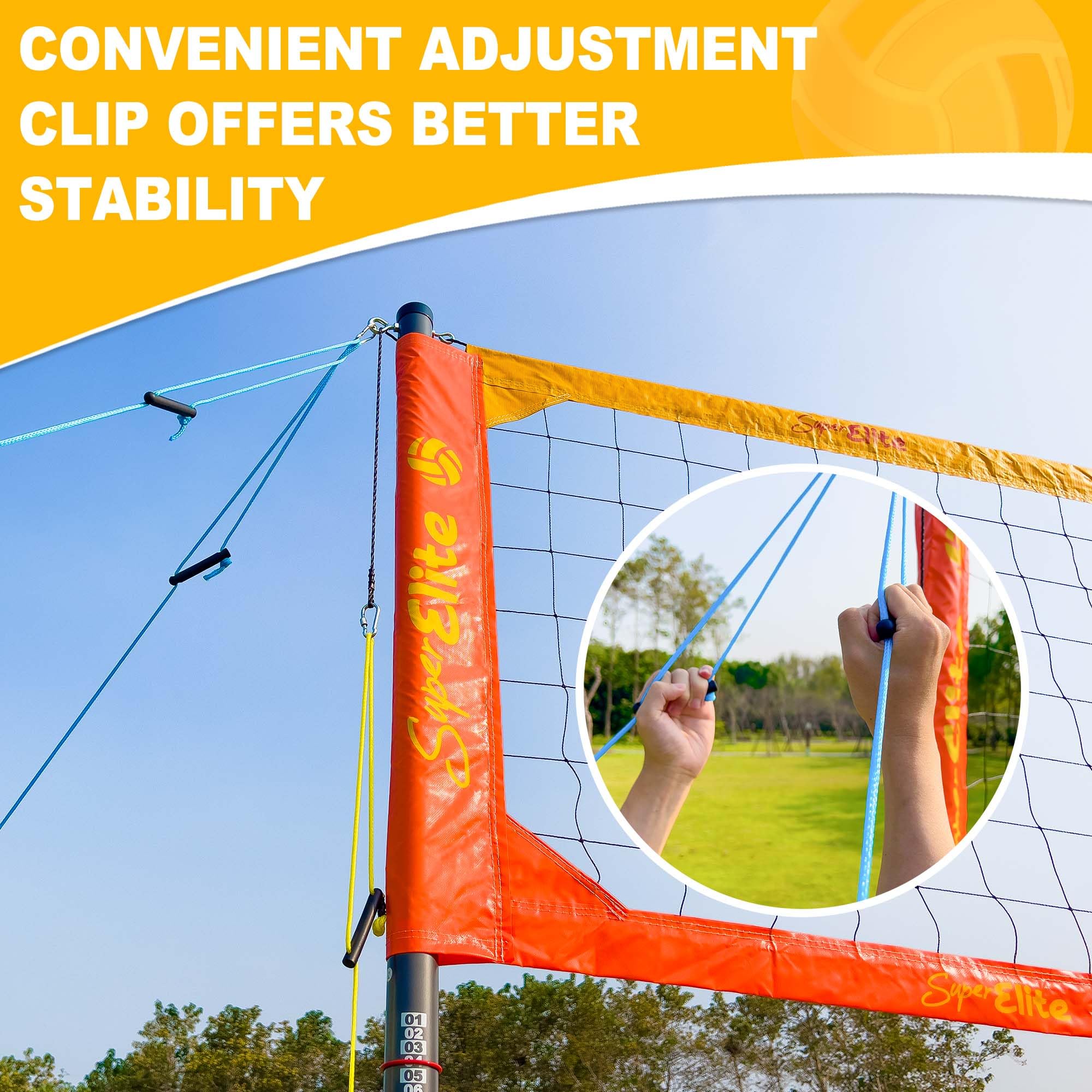 Portable Professional Volleyball Net Set with Aluminum Adjustable Height Poles, Heavy Duty Nets