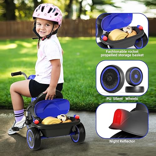 Miniatura 3 de XJD Triciclo para niños pequeños, bicicleta plegable con pedales, triciclo para niños de 2 a 5 años, asiento cómodo ajustable, regalos de cumpleaños