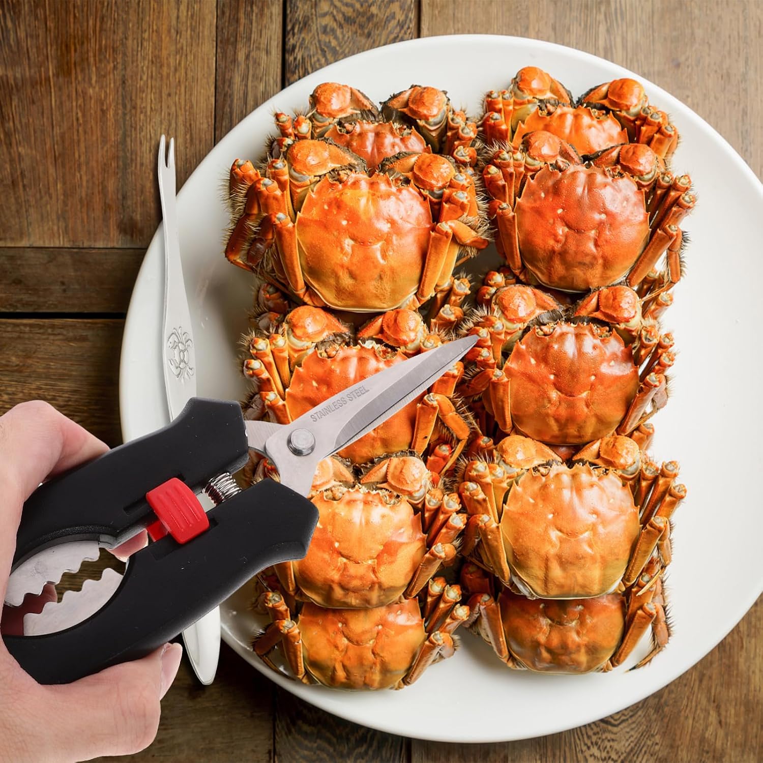 Ciieeo 6-Piece Crab Peeling Tools Set Sturdy Seafood Eating Tools Crab Claws Forks and Needle for Home Use and Parties