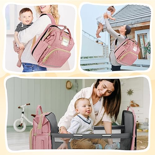 Miniatura 2 de Mochila 3 en 1 para pañales portátil, bolsas convertibles de viaje, regalos de baby shower, accesorios esenciales para niñas, niños, hombres, papá,