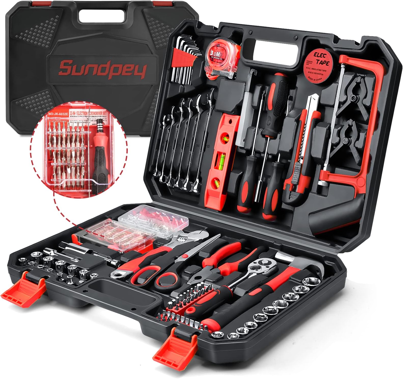 Sundpey Home Tool Kit 257-PCs - Household Basic Repair Tool Set for Men Women - General Hand Mechanic's Tool Set & Screwdriver Set & Wrench Set & Socket & Portable Tool Box Storage Case for Apartment