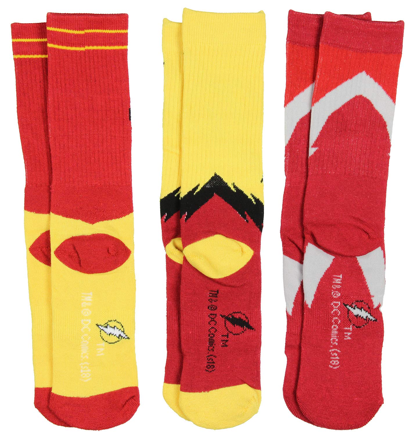 DC Comics - Calcetines deportivos con logo de superhéroe The Flash, 3 pares, para hombre