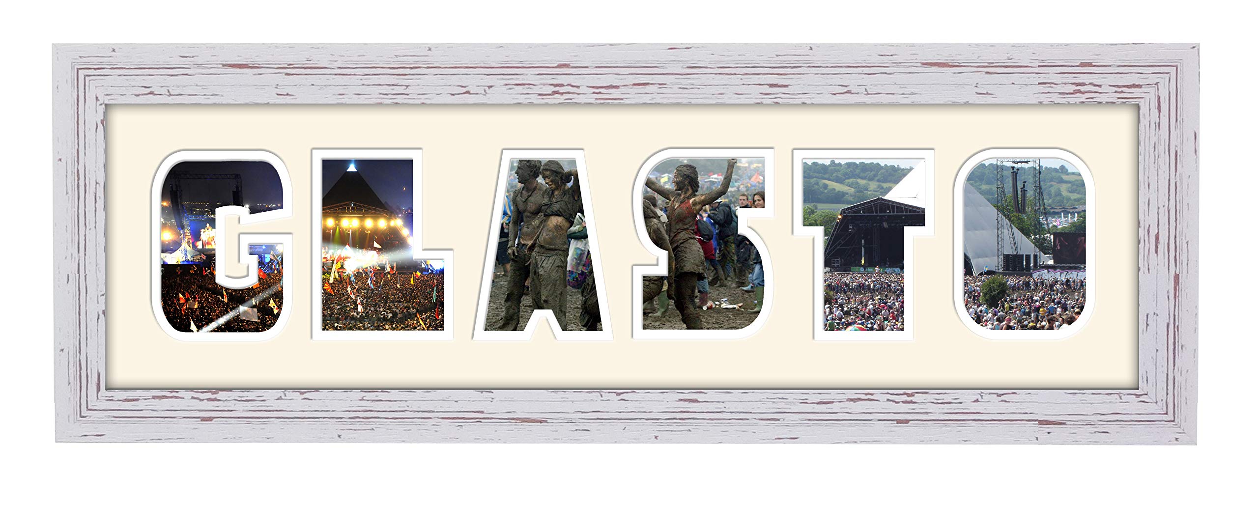 Photos In A Word Shabby Chic Finish Frame Cream Mount White Inside Glastonbury Music Festival Glasto Photo Frame Name Frame Word Frame (Shabby Chic Finish Frame Cream Mount White Inside)