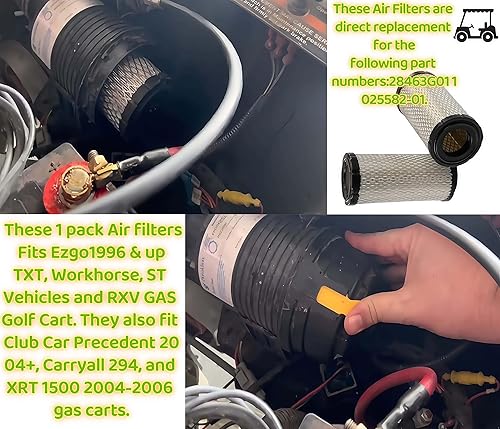 Miniatura 3 de Filtro de aire de gas precedente para carrito de golf para EZGO Club Car TXT Workhorse RXV 1025582-01,28463G01, 11017, FIL-0020 (reemplazo del