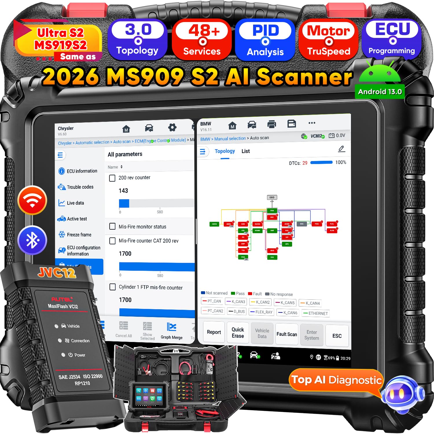 Amazon.com: Autel MaxiSYS MS909 S2 AI Scanner, 2026 Top