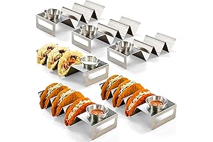 Taco Holder Set of 6 with Stainless Steel Cup