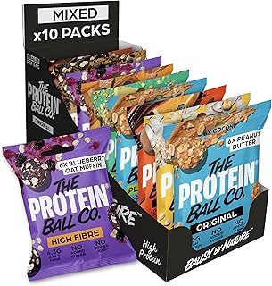 The Protein Ball Co Starter Pack Bundle Protein Balls - Healthy Snacks Variety Box, Gluten-Free - No Added Sugar, Box of 10 Bags