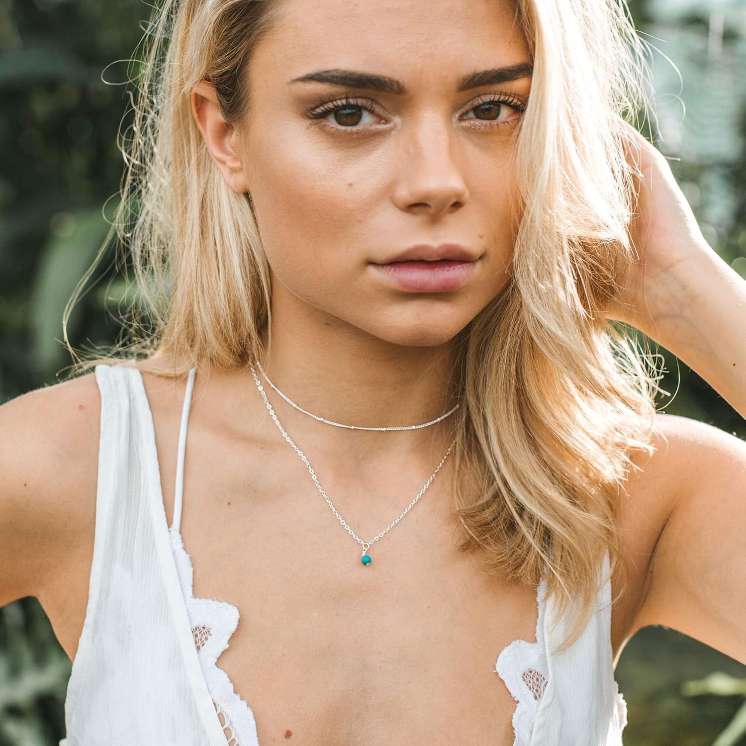 Luna Tide Turquoise Layered Choker in Sterling Silver