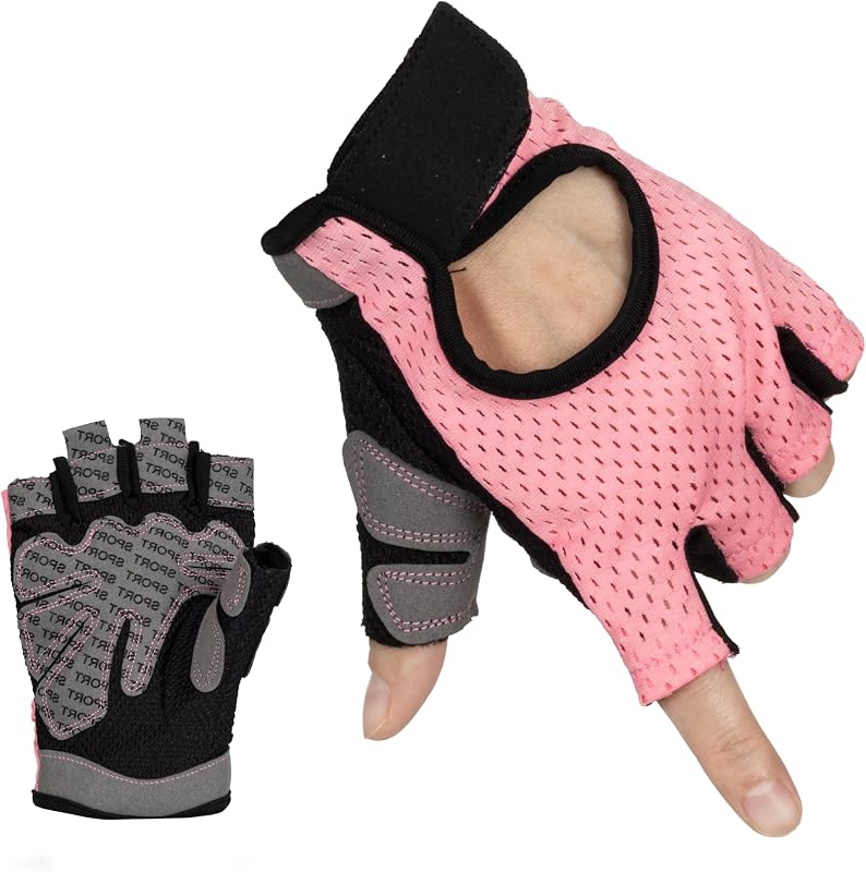 Guantes de entrenamiento para hombres y mujeres, guantes de ejercicio sin dedos con palma antideslizante | Guantes de levantamiento de pesas para mujer, guantes transpirables para ciclismo y yoga con acolchado en la palma