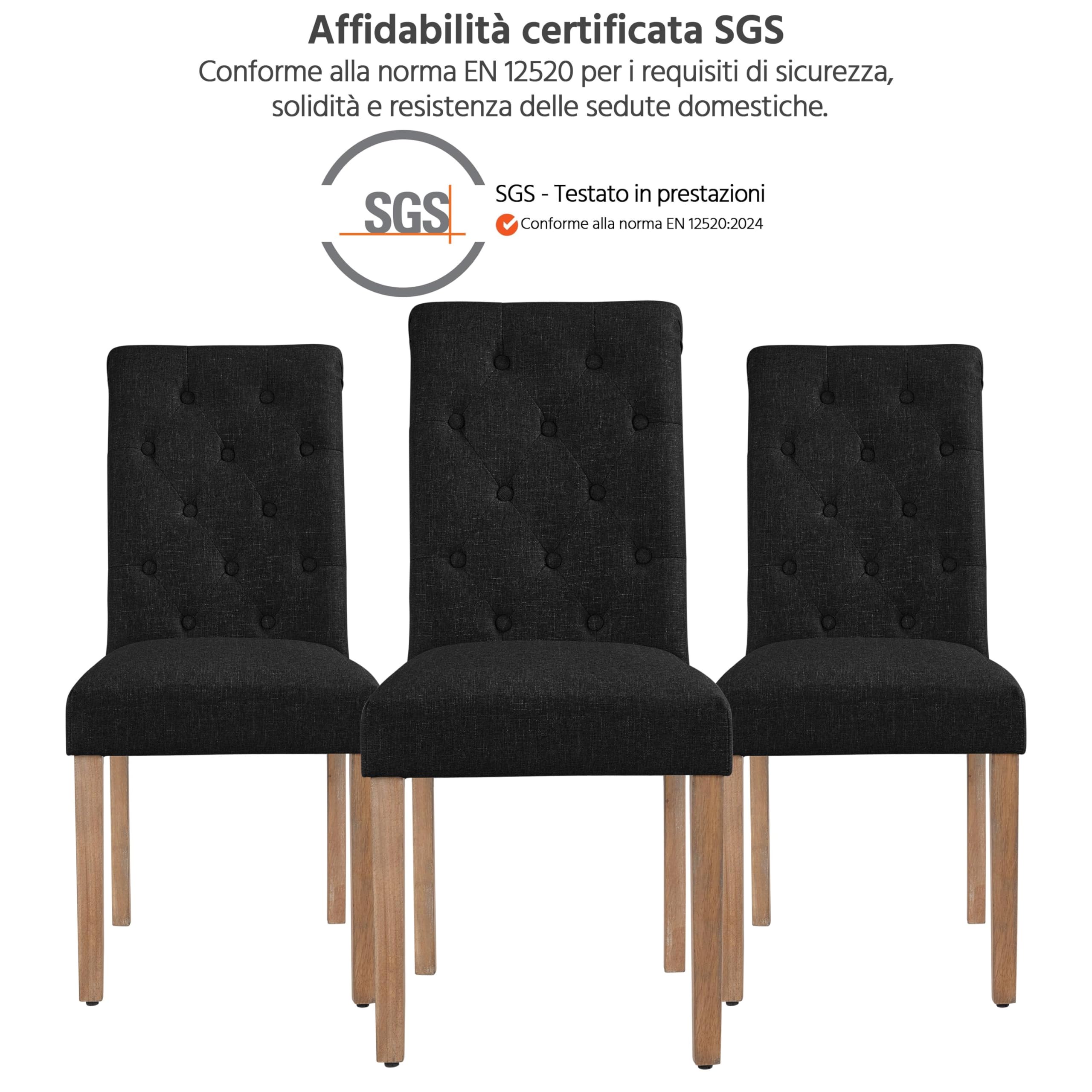 Yaheetech Juego de 2 Sillas de Comedor Silla Acolchada con Respaldo Alto Patas de Madera Silla Tela para Comedor Cocina Negra — view 9