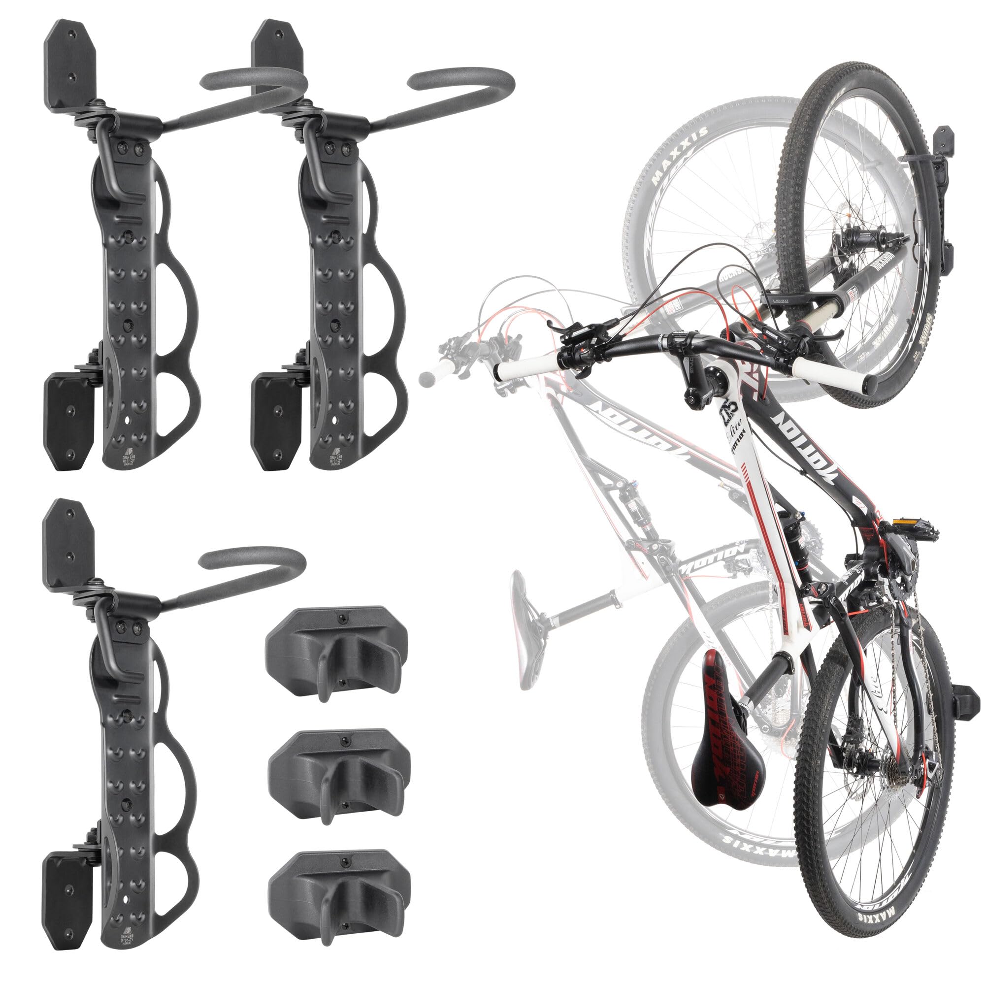 BIKE HAND Drehbarer Fahrrad-Wandaufhänger – Vertikaler Haken Wandhalterung Halter – Indoor Garage Aufbewahrung Fahrradträger für MTB & Rennräder – Max. Reifenbreite 5,8 cm